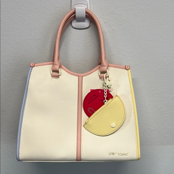 Betsey Johnson | Multi-Colored Tote w/ Crossbody & Bag Charm - Picture 1 of 12